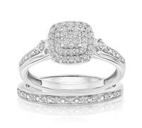 Engagement Ring Perfect Fit 9ct White Gold 0.33ct Diamond Double Halo Ring