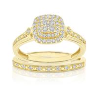 Engagement Ring Perfect Fit 9ct Yellow Gold 0.33ct Diamond Double Halo Ring