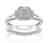 Engagement Ring Perfect Fit Argentium Silver Bridal Set 0.25ct Diamond Ring