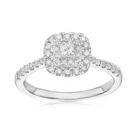 Engagement Ring Platinum Cushion Double Halo 0.50ct Diamond Ring