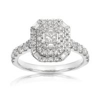 Engagement Ring Platinum Emerald Cut & Shape Halo 1ct Diamond Ring