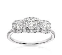 Engagement Ring Platinum Trilogy Cushion Shaped Halo 1ct Diamond Ring