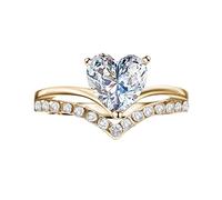 Engagement Ring Princess Personalized Women's Heart-Shaped Zircon Diamond Rings Little Girl Rings Age 7-8 (Gold, 9)