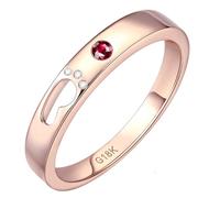 Engagement Ring Rose Gold, Eternity Ring Women Lab Created Ruby 0.3ct Footprint Jewelry 18K Rose Gold for Mother Size P 1/2