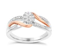 Engagement Ring Sterling Silver & 9ct Rose Gold 0.10ct Diamond Ring