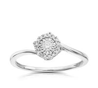 Engagement Ring Sterling Silver Total Illusion Set Solitaire 0.10ct Diamond Ring