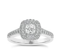 Engagement Ring The Diamond Story 18ct White Gold Double Halo 0.50ct Diamond Ring