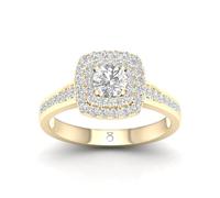Engagement Ring The Diamond Story 18ct Yellow Gold Double Halo 0.50ct Diamond Ring