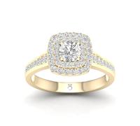 Engagement Ring The Diamond Story 18ct Yellow Gold Double Halo 0.50ct Diamond Ring