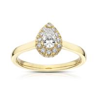 Engagement Ring The Diamond Story 18ct Yellow Gold Pear Halo 0.50ct Diamond Ring