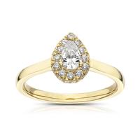 Engagement Ring The Diamond Story 18ct Yellow Gold Pear Halo 0.50ct Diamond Ring