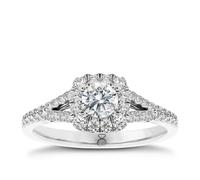 Engagement Ring The Diamond Story Platinum Cushion Halo 0.50ct Diamond Ring