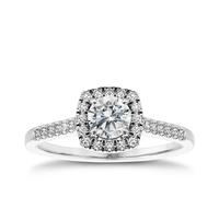 Engagement Ring The Diamond Story Platinum Cushion Halo 0.66ct Diamond Ring