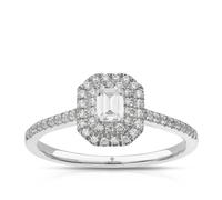 Engagement Ring The Diamond Story Platinum Emerald Halo 0.40ct Diamond Ring
