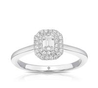 Engagement Ring The Diamond Story Platinum Emerald Halo Solitaire 0.33ct Diamond Ring