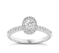 Engagement Ring The Diamond Story Platinum Oval Halo 0.50ct Diamond Ring