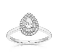 Engagement Ring The Diamond Story Platinum Pear Halo Solitaire 0.33ct Diamond Ring
