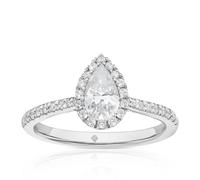 Engagement Ring The Diamond Story Platinum Pear Shaped Halo 0.75ct Diamond Ring