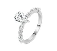 Engagement Ring Unique, Beautiful Gift for Women 9K White Gold with 3Ct Pear Shape White Moissanite Size I 1/2