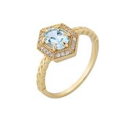 Engagement Ring Unique, Rings for Women Engagement Geometric with Oval Shape 1.5ct Topaz 18K Yellow Gold Size N 1/2