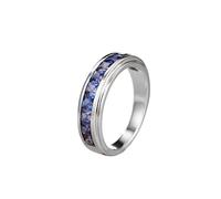 Engagement Ring Unique, The Wedding Ring with Wide Elegant Row Square Lab Sapphire 0.25Ct 14K White Gold Size U 1/2