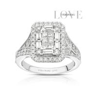 Engagement Ring Vera Wang 18ct White Gold Cluster Certificated 1.45ct Diamond Ring