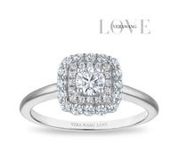 Engagement Ring Vera Wang 18ct White Gold Cushion Double Halo Certificated 0.50ct Diamond Ring