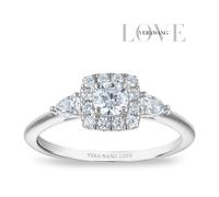 Engagement Ring Vera Wang 18ct White Gold Cushion Shaped Halo Certificated 0.50ct Diamond Ring