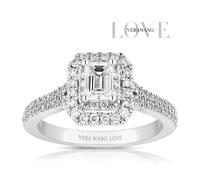 Engagement Ring Vera Wang 18ct White Gold Emerald Cut Halo Certificated 0.95ct Diamond Ring