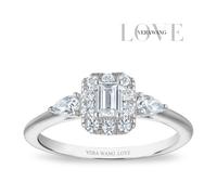 Engagement Ring Vera Wang 18ct White Gold Emerald Shaped Halo Certificated 0.50ct Diamond Ring