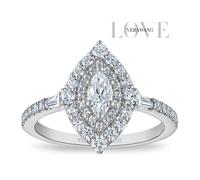 Engagement Ring Vera Wang 18ct White Gold Marquise Double Halo Certificated 0.70ct Diamond Ring