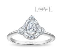 Engagement Ring Vera Wang 18ct White Gold Mixed Cut Pear Halo Certificated 0.60ct Diamond Ring
