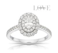 Engagement Ring Vera Wang 18ct White Gold Oval 0.60ct Diamond Double Halo Ring