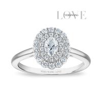 Engagement Ring Vera Wang 18ct White Gold Oval Double Halo Certificated 0.50ct Diamond Ring
