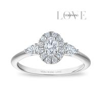 Engagement Ring Vera Wang 18ct White Gold Oval Shaped Halo Certificated 0.50ct Diamond Ring