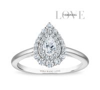 Engagement Ring Vera Wang 18ct White Gold Pear Double Halo Certificated 0.50ct Diamond Ring