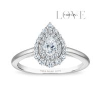 Engagement Ring Vera Wang 18ct White Gold Pear Double Halo Certificated 0.50ct Diamond Ring