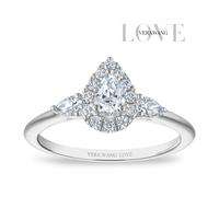 Engagement Ring Vera Wang 18ct White Gold Pear Shaped Halo Certificated 0.50ct Diamond Ring