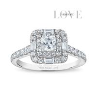 Engagement Ring Vera Wang 18ct White Gold Princess Cut Double Halo Certificated 1ct Diamond Ring