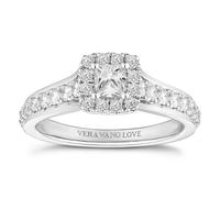 Engagement Ring Vera Wang 18ct White Gold Princess Cut Halo Certificated 0.69ct Diamond Ring