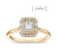 Engagement Ring Vera Wang 18ct Yellow Gold Emerald Double Halo Certificated 0.50ct Diamond Ring