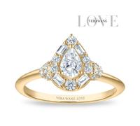 Engagement Ring Vera Wang 18ct Yellow Gold Mixed Cut Pear Halo Certificated 0.60ct Diamond Ring