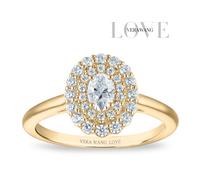 Engagement Ring Vera Wang 18ct Yellow Gold Oval Double Halo Certificated 0.50ct Diamond Ring