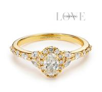 Engagement Ring Vera Wang 18ct Yellow Gold Oval Halo Certificated 0.70ct Diamond Ring