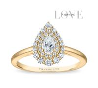 Engagement Ring Vera Wang 18ct Yellow Gold Pear Double Halo Certificated 0.50ct Diamond Ring