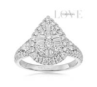 Engagement Ring Vera Wang Platinum Cluster Pear Shape 1.20ct Diamond Ring