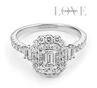 Engagement Ring Vera Wang Platinum Emerald Double Halo Certificated 1ct Diamond Ring