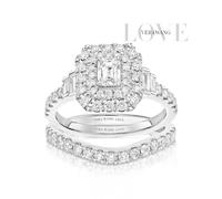 Engagement Ring Vera Wang Platinum Emerald Shaped Bridal Set 1.25ct Diamond Ring