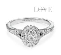 Engagement Ring Vera Wang Platinum Oval Halo Certificated 0.50ct Diamond Ring