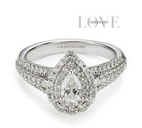 Engagement Ring Vera Wang Platinum Pear Double Halo Certificated 0.80ct Diamond Ring